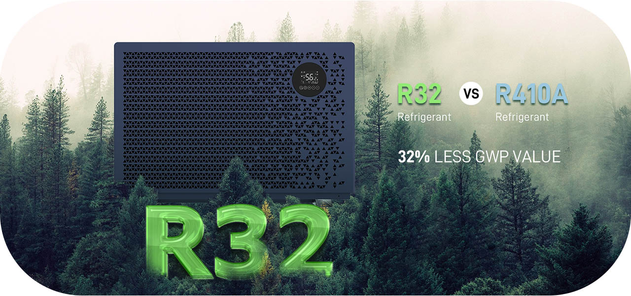 Pompa di calore per piscina Refrigerante ecologico R32