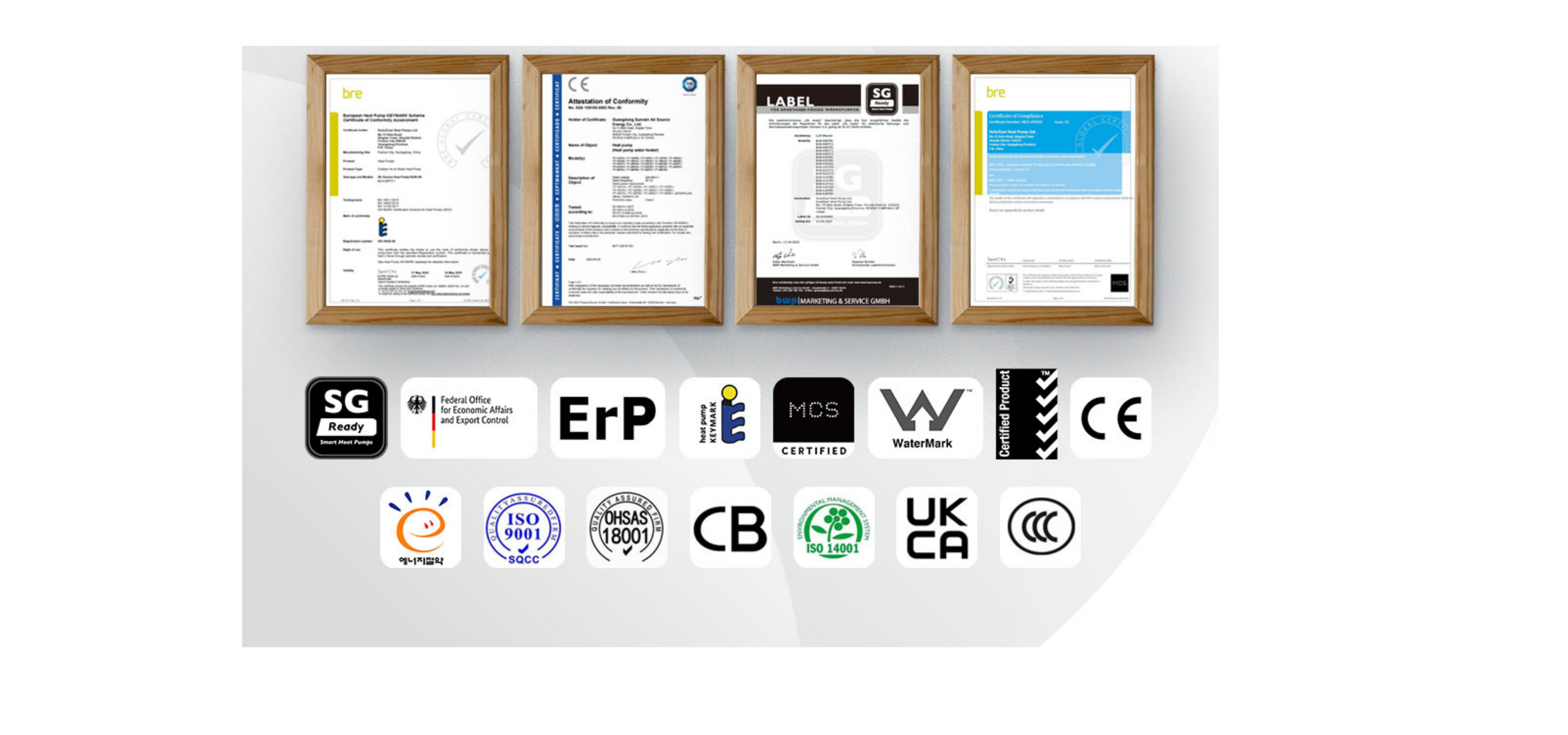Pompe di calore certificate Riscaldamento a pavimento con CE ERP KeyMark MCS
